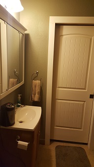 Bathroom & pocket door to bedroom to be?