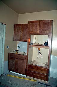 wall oven and
                pantry cabinets