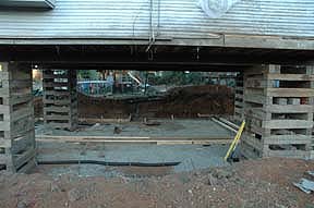 Looking from the
                bank down